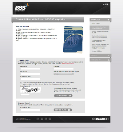 Zrzut ekranu z aplikacji BSS Transformation - strona główna